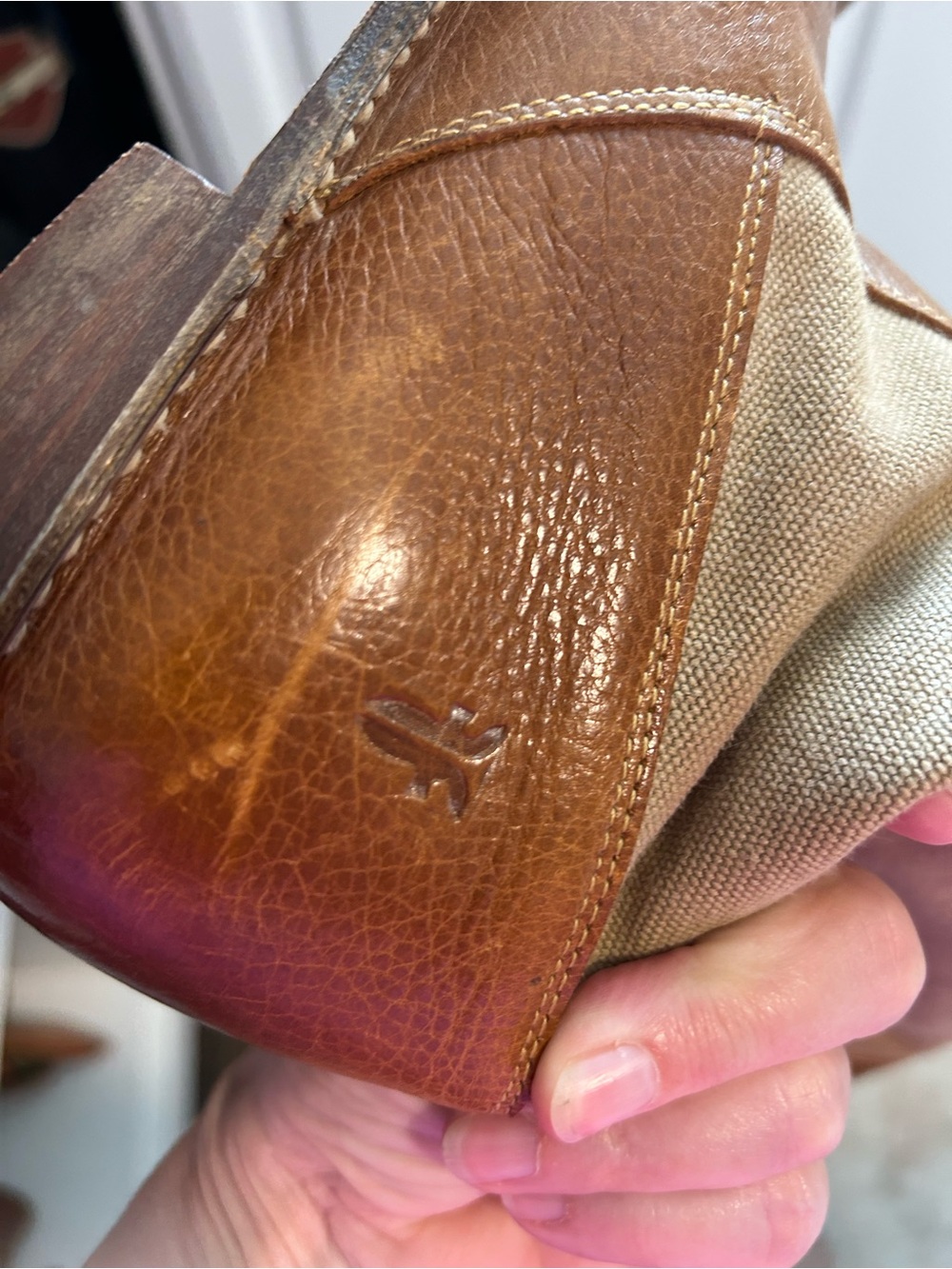 Frye Tall Brown Leather & Olive Canvas Boots - Picture 7 of 10